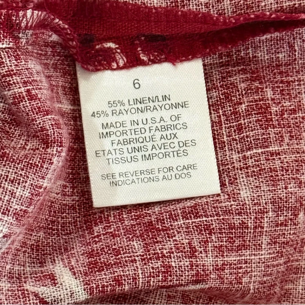 VTG Talbots Floral Button Maxi Collar Linen Sleeveless Dress Womens 6 Red 90s - Picture 3 of 6